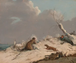 Ankskytte på vintern, ca. 1825.