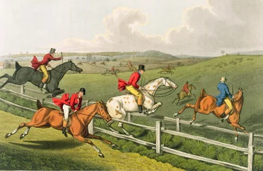 Fox Hunting, aquatinted av I. Clark, pub. av Thomas McLean, 1820 (akvatint)