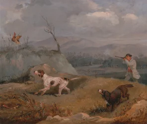 Jakt på skogshöns, ca 1825.