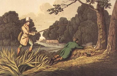Pike Fishing, aquatinted av I. Clark, pub. av Thomas McLean