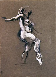 Stående kvinnlig naken, ca 1900 (krita på papper) (verso av 367144)