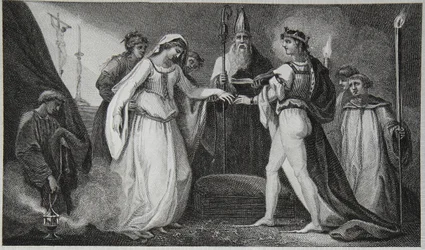 Henry den förstas äktenskap, graverad av Delatre, illustration från David Humes "The History of England", pub. av R. Bowyer, London, 1812