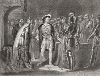 Lord Thomas Fitzgerald som avsäger sig sin trohet till Henry VIII 1534, från 