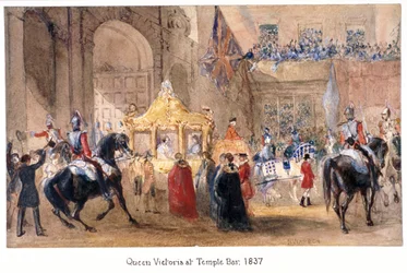 Drottning Victoria på Temple Bar, London, 1837