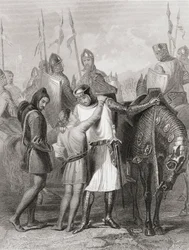 Richard, Earl of Pembroke, tar avsked med sin bror innan han lämnade till Irland 1169, från 