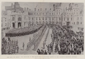 Gud bevare drottningen, serenaden i fyrkanten på Windsor Castle på Hennes Majestäts åttioårsdag