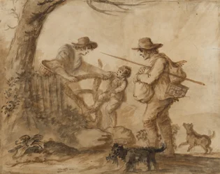 A Rustic Family, ca 1780 (penna, pensel och sepia bläck på papper)