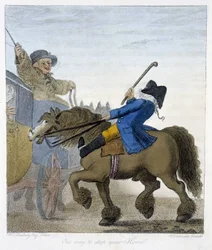 Meway to stop your horse - in "" engelska tecknade serier om ridskick"", ill. av H.W. Bunbury, red. John Stockdale
