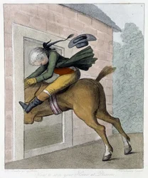 Meway to stop your horse - in ""Engelska tecknade serier om ridskick"", ill. av H.W. Bunbury, red. John Stockdale