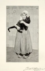Flicka med katt