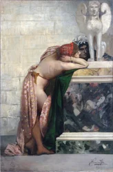 Två figurer av en staty av sfinxen, 1870-talet