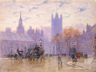 Morgon på parlamentstorget, 1889 (wc på papper) (par 26735)