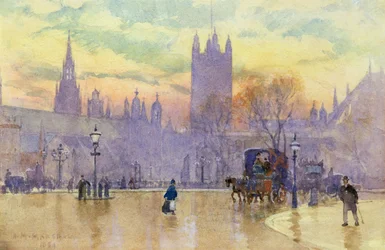 Parliament Square at Dusk, 1889 (wc på papper) (par 105487)