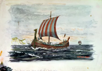 Vikingaskepp (akvarell)