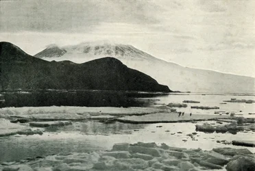 Entering McMurdo Sound - Cape Bird and Mount Erebus, c19101913, 1913