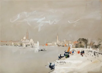 Tvärs över lagunen, Venedig (akvarell)