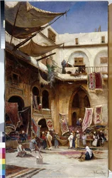Matthandlare på gatorna i Istanbuls Stamboul-distrikt. Kalkon. Målning av Herman David Salomon Corrodi (1844-1905) cm 110x81 Olja på duk Obligatoriskt omnämnande: Samlingsstiftelsens hälsningar från Provence Marseille