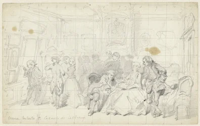 Konstuppskattning i ett gammalt holländskt hus Cabinet de tableaux (titel på objekt)