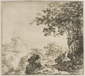 Bergslandskap med en väg, från serien Set of Landscapes