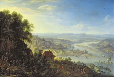 Rheindalen nära Erbach i Rheingau (olja på ekpanel)