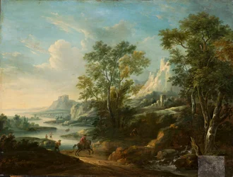 Bergslandskap med flod