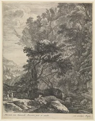 Landskap med bergsbäck