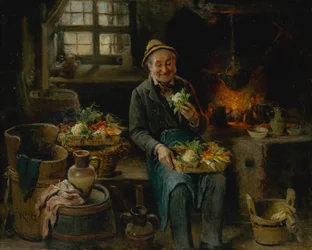 Gammal man i köket, 1875.