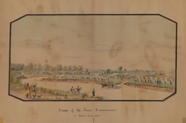 Fredskommissionärernas läger vid Medicine Lodge Creek, 1867.