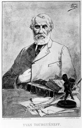 Porträtt av den ryske författaren Ivan Turgeniev (1818 - 1883). Teckning av Hermann Vogel; sd.