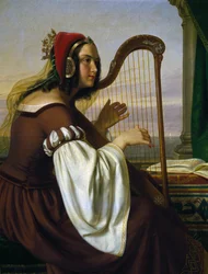 Harpans musik, av Hermann Von Hanstein (1809-1878), olja på duk. Tyskland