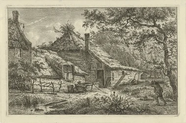 Gård med man med ved