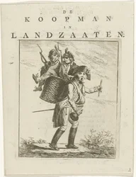 Sångblad och tecknad film med soldater Tecknad film om Willem V Köpmannen i Landzaaten (titel på objekt)