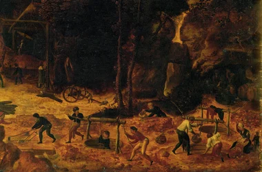 Koppargruva, detalj (olja på trä)