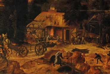 Koppargruva, detalj (olja på trä)