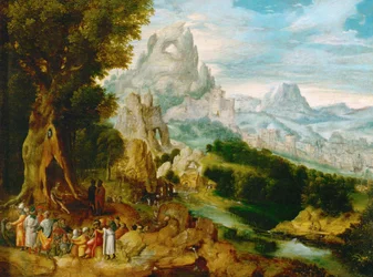 Landskap med Johannes Döparen som predikar (olja på ek )