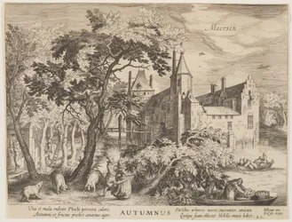 Maersen - Höst, från Årstiderna, utsikt över slott i närheten av Amsterdam