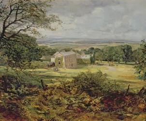 Engelskt landskap med hus, 1800-tal