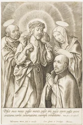 Ignatius av Loyola knäböjande inför Kristus, Jungfru Maria och S:t Peter