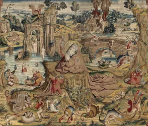 Gobeläng inspirerad av Hieronymus Boschs verk, ca 1560 (guld, silver, siden och ull)
