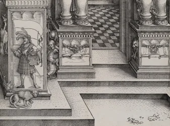 Nedre delen av ingången till den högra portalen Die Porten des Adels, och den yttre Ri..., 1515.