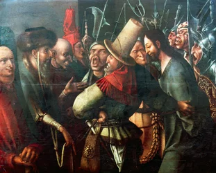 Kristus ställd inför Pilatus, av Hieronymus Bosch (cirka 1450-1516), olja på panel, 61x77 cm. Nederländerna