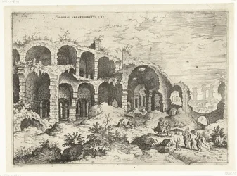 Tredje utsikten över Colosseum i Rom Colossæi till prospekt vs (titel på objekt) Romerska ruiner (serietitel)