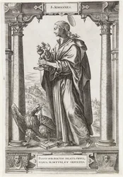 Sankt Johannes evangelisten S. Iohannes (titel på objekt) Kristus och de tolv apostlarna och St. Paulus (serietitel)