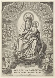 Maria med Kristusbarnet på halvmånen Ave Regina Caelorvm, Ave Domina Angelorvm (titel på objekt)