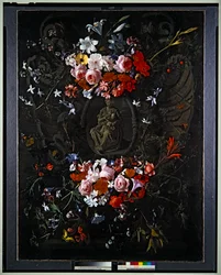 Kartusch med blommor