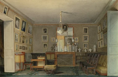A Paris Connoisseurs Cabinet Room, c.1815 (wc och gouache på papper)