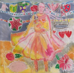 Fe med hjärtan och blommor, 2006 (färgämnen på siden)