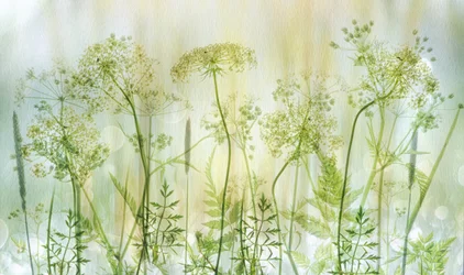 Mjuka gröna vildblommor