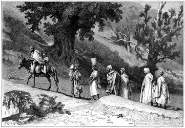 Kabyle familjegrupp som reser, Algeriet, c1890