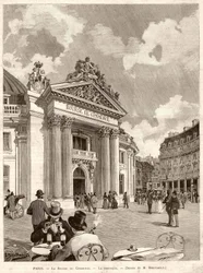 Börsen i Paris 1889. Teckning av M. Berteault